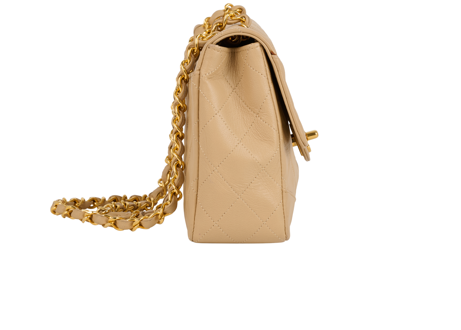 Vintage Classic Flap, &pound;2,100, Handbags, Beige, Leather, Side view